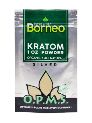 Super Green Borneo OPMS Kratom Silver Powder 1oz Bag