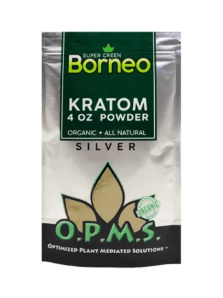 Super Green Borneo OPMS Kratom Silver Powder 4oz Bag