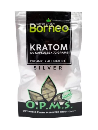 Super Green Borneo OPMS Silver Kratom Capsules 120ct