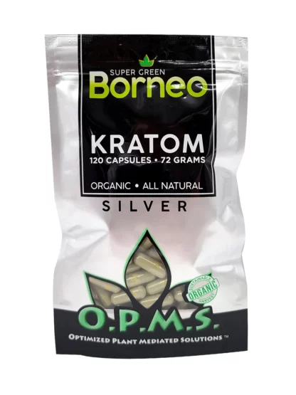 Super Green Borneo OPMS Silver Kratom Capsules 120ct