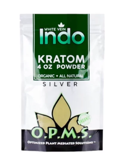White Indo OPMS Kratom Silver Powder 4oz Bag