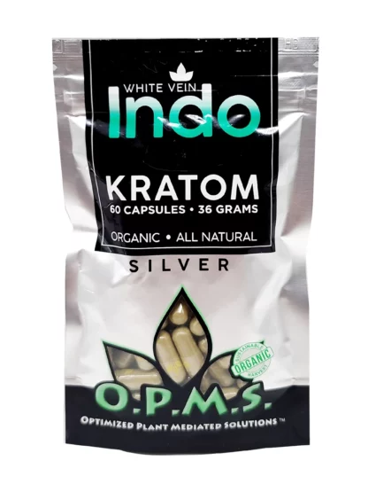 White Indo OPMS Silver Kratom Capsules 60ct