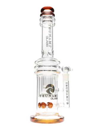 16" Tsunami Button Double Honey Comb Heart Perc Water Pipe
