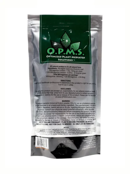 Green Malay OPMS Kratom Silver Powder 16oz Bag