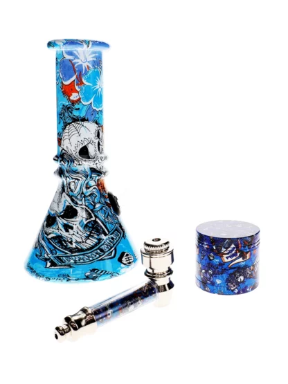 Colorful Design Water Pipe With Grinder & Spoon Pipe Derby Rocks