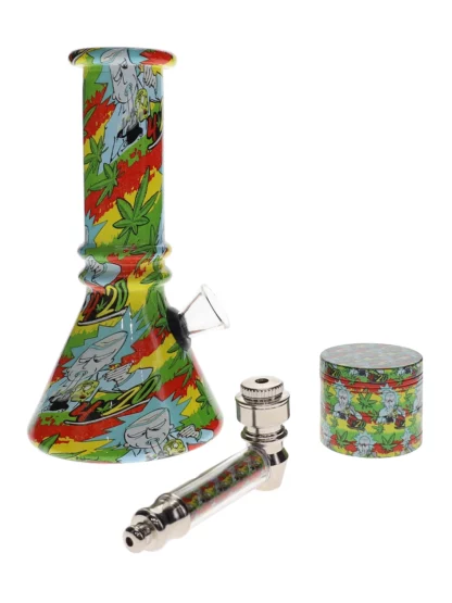 Cookies Water Pipe with Grinder & Spoon Pipe Rasta