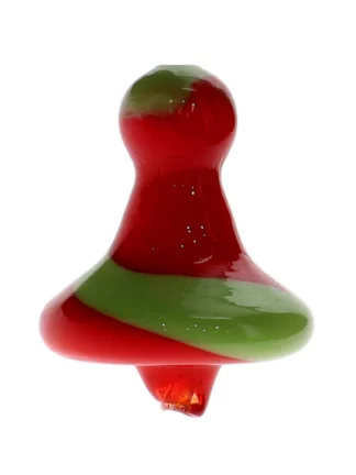 Glass Mushroom Carb Cap Red & Green