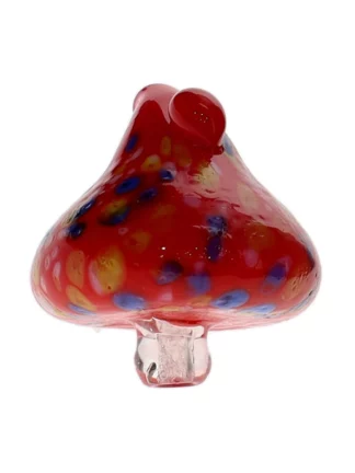 Glass Mushroom Carb Cap Red, Yellow & Blue