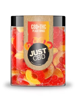 Just CBD Peach Rings CBD+THC Gummies Jar 16oz