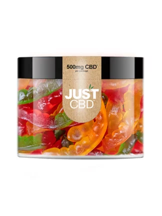 Just CBD Sugar Free Assorted Fruit Flavors Worm Gummies 500mg