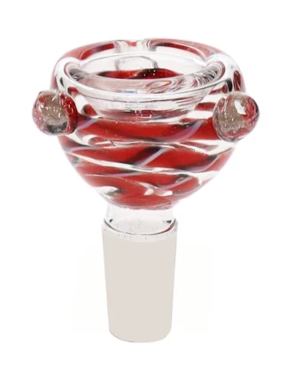 14MM Dark Red and White Male Glass Bowl