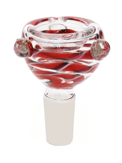 14MM Dark Red and White Male Glass Bowl