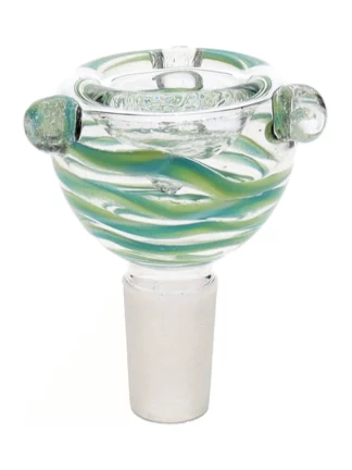 14MM Green and White Male Glass Bowl