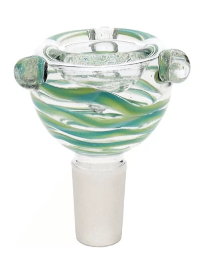 14MM Green and White Male Glass Bowl
