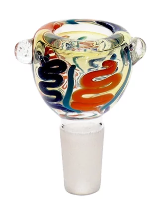 14MM Orange and Blue Swirl Male Glass Bowl