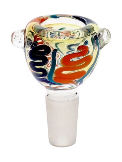 14MM Orange and Blue Swirl Male Glass Bowl