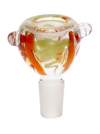 14MM Red and Yellow Swirl Male Glass Bowl