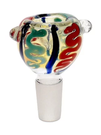 14MM Turquoise and Blue Swirl Male Glass Bowl