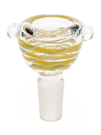 14MM Yellow and White Male Glass Bowl