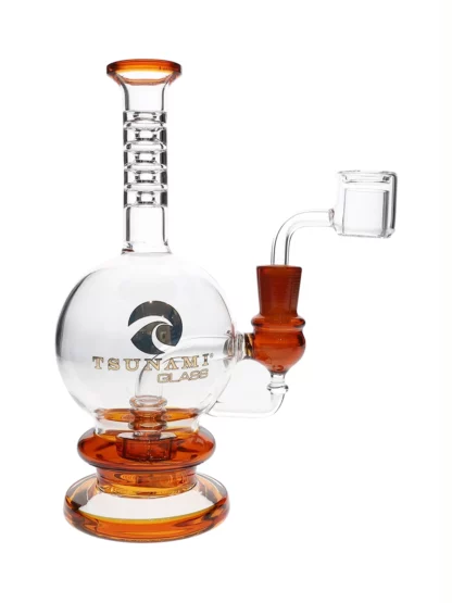8″ Tsunami Concentrate Rig Showerhead Water Pipe Amber