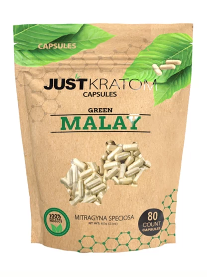 Green Malay Just Kratom Mitragyna Speciosa Capsules 80ct