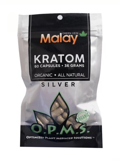 Green Malay OPMS Silver Kratom Capsules 60ct