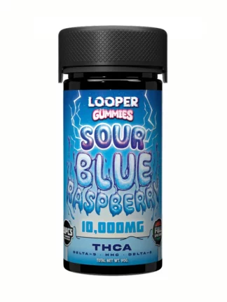 Sour Blue Raspberry Looper THCA+Delta-8+HHC+Delta-9 Gummies 10 000mg