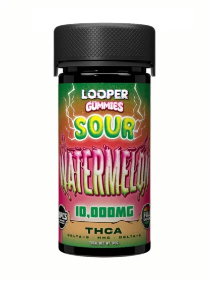 Sour Watermelon Looper THCA Live Badder Delta-8+HHC+Delta-9 Gummies 10 000mg