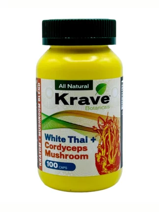 White Thai + Cordyceps Mushroom Krave Botanicals Kratom Capsules 100ct