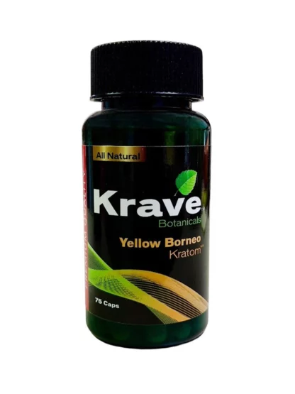 Yellow Borneo Krave Botanicals Kratom Capsules 75ct