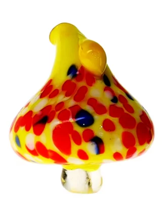 Yellow Red & Blue Mushroom Glass Cap
