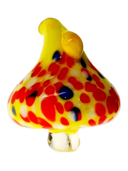 Yellow Red & Blue Mushroom Glass Cap