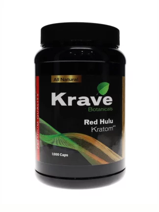 Red Hulu Krave Botanicals Kratom Capsules 1000ct