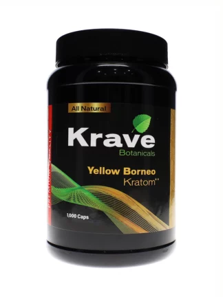 "Explore the unique characteristics of Yellow Borneo Krave Botanicals Kratom Capsules in a 1000ct bottle. Elevate your wellness journey with Olofly, your trusted source for premium kratom products!"