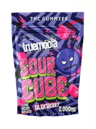 Blueberry Truemoola Sour Cube Live Resin Infused THC Gummies 2000MG