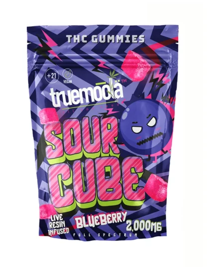 Blueberry Truemoola Sour Cube Live Resin Infused THC Gummies 2000MG