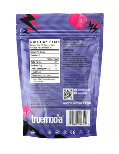 Blueberry Truemoola Sour Cube Live Resin Infused THC Gummies 2000MG Back