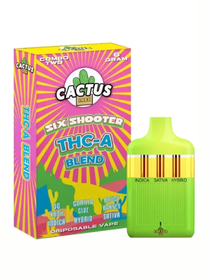 OG Kush Gorilla Glue Bruce Banner Cactus Labs Six Shooter THC-A Blend Disposable 6G