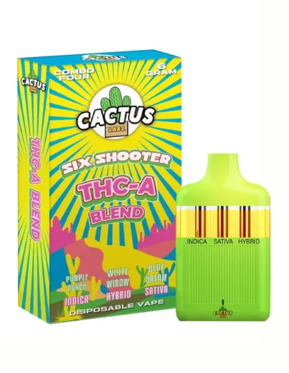 Purple Punch White Widow Blue Dream Cactus Labs Six Shooter THC-A Blend Disposable 6G
