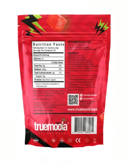 Strawberry Truemoola Sour Cube Live Resin Infused THC Gummies 2000MG Back