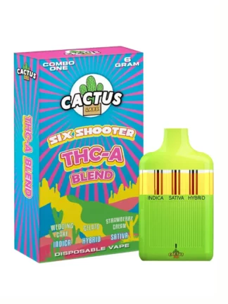 Wedding Cake Gelato Strawberry Cream Cactus Labs Six Shooter THC-A Blend Disposable 6G
