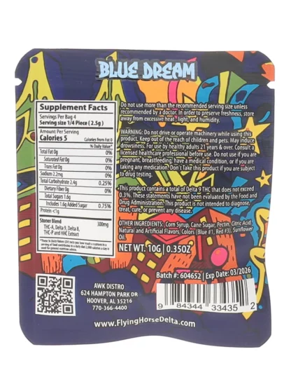 Blue Dream Flying Horse Stoner Blend Infused Gummies 1200MG Back