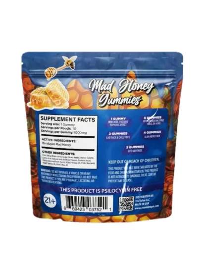 Blue Raspberry Stoned Mad Honey Gummies 10000MG 10ct Back
