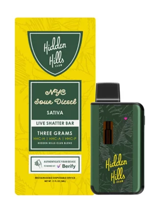 NYC Sour Diesel Hidden Hills Live Shatter Bar Disposable 3G