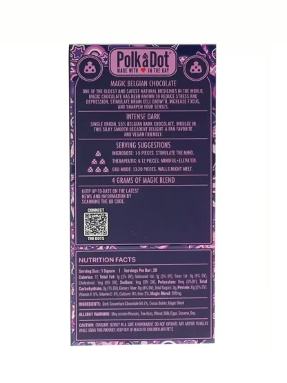 Intense Dark PolkaDot Magic Mushroom Belgian White Chocolate 200mg Magic Per Piece Back