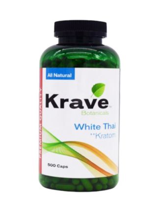 Krave Botanicals White Thai Kratom Capsules 500ct
