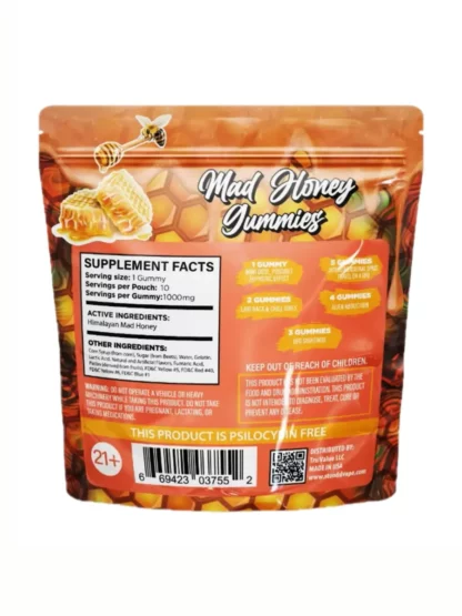 Peach Stoned Mad Honey Gummies 10000MG 10ct Back