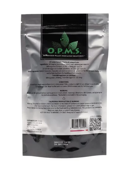 Red Vein Maeng Da OPMS Silver Kratom Capsules 120ct Back