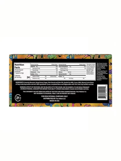 Salted Caramel Chocolate Stoned Amanita Muscaria Mushroom Chocolate 10000MG Back
