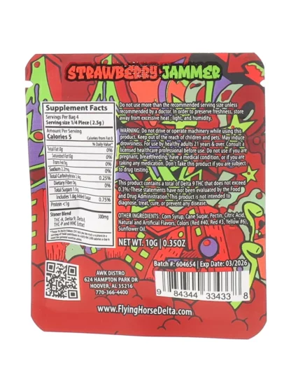 Strawberry Jammer Flying Horse Stoner Blend Infused Gummies 1200MG Back